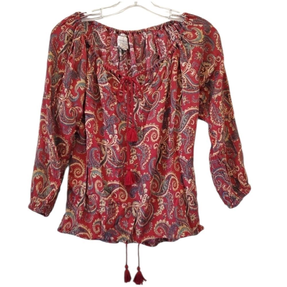 Denim Supply‎ Ralph Lauren Boho Long Sleeve Top Paisley Print Size Small